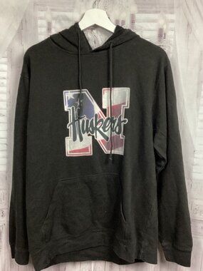 Nebraska Huskers N American Flag Graphic Hoodie Black L